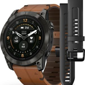 Garmin Epix™ Pro 51mm (Gen 2) Sapphire Edition Carbon Gray DLC Titanium / Chestnut Leather Band - 010-02804-30