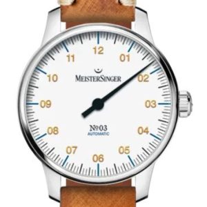 MeisterSinger N°03 38mm BM9901G - Světle hnědý vintage řemínek