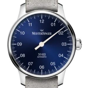 MeisterSinger N°03 38mm BM9908 - Šedý semišový řemínek