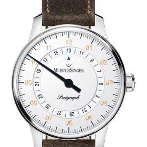 MeisterSinger Perigraph 38mm BM1101G - Semišový řemínek tmavě hnědé barvy