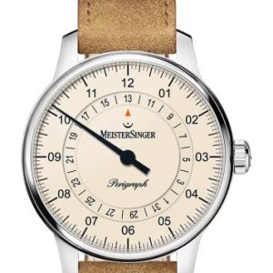 MeisterSinger Perigraph 38mm BM1103 - Semišový řemínek světle hnědé barvy