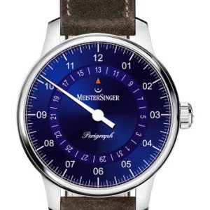 MeisterSinger Perigraph 38mm BM1108 - Semišový řemínek tmavě hnědé barvy