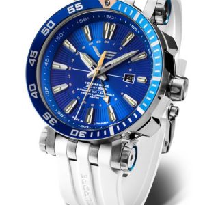 Vostok Europe Energia Rocket Automatic GMT NH34-575A716 - Bílý silikonový řemínek