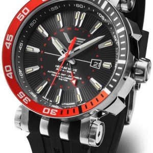 Vostok Europe Energia Rocket Automatic GMT NH34-575A717 - Černý silikonový řemínek