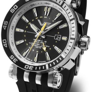 Vostok Europe Energia Rocket Automatic GMT NH34-575A718 - Černý silikonový řemínek