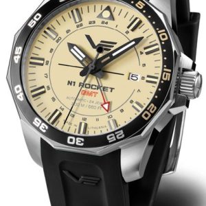 Vostok Europe N-1 Rocket Automatic GMT NH34-225A713S - Černý silikonový řemínek