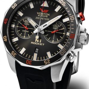 Vostok Europe N-1 Rocket Chrono Line 6S21-225A618S - Černý silikonový řemínek