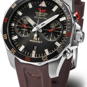 Vostok Europe N-1 Rocket Chrono Line 6S21-225A618S - Hnědý silikonový řemínek