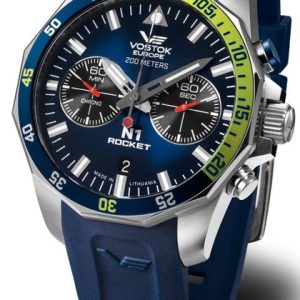 Vostok Europe N-1 Rocket Chrono Line 6S21-225A708S - Modrý silikonový řemínek