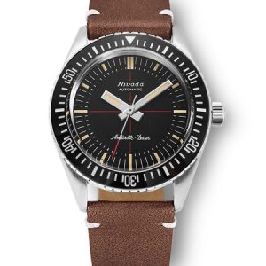 Nivada Grenchen Antarctic Diver 32044A17 - Brown Leather White Stitching