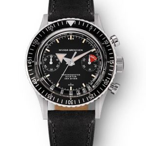 Nivada Grenchen Chronomaster Broad Arrow Manual - Black leather