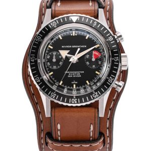 Nivada Grenchen Chronomaster Broad Arrow Manual - Bund Brown Leather