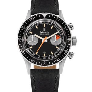 Nivada Grenchen Chronomaster Orange Boy SL Manual - Black leather