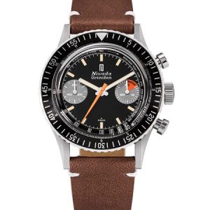 Nivada Grenchen Chronomaster Orange Boy SL Manual - Brown leather White Stitching