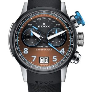 EDOX Chronorally Quartz Chronograph 38003-TINBU-BRNB