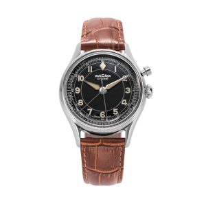 Vulcain Cricket Classique 36 mm - Black/Khaki numbers - Brown Alligator