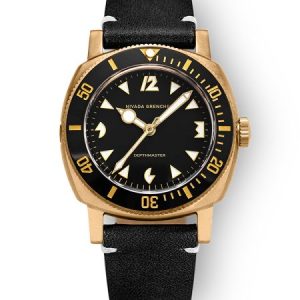 Nivada Grenchen Depthmaster Bronze - Black Leather White Stitching