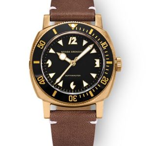 Nivada Grenchen Depthmaster Bronze - Brown Leather White Stitching