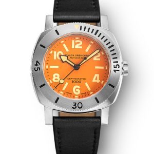 Nivada Grenchen Depthmaster Numerals Orange - Black Leather