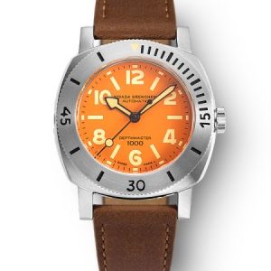 Nivada Grenchen Depthmaster Numerals Orange - Brown Leather