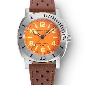 Nivada Grenchen Depthmaster Numerals Orange - Brown Racing Strap