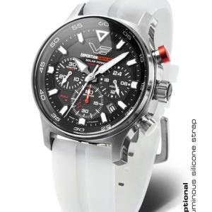 Vostok Europe Expedition South Pole Solar Power Chronograph VR42-592A761S - Bílý silikonový řemínek (luminiscenční)