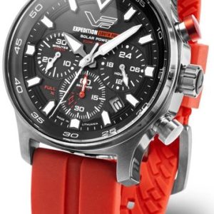 Vostok Europe Expedition South Pole Solar Power Chronograph VR42-592A761S - Červený silikonový řemínek