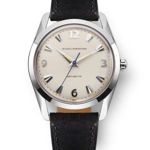 Nivada Grenchen Antarctic 35 mm Eggshell Beige - Black Leather