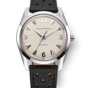 Nivada Grenchen Antarctic 35 mm Eggshell Beige - Black Racing Strap