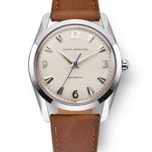 Nivada Grenchen Antarctic 35 mm Eggshell Beige - Brown Leather