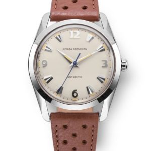 Nivada Grenchen Antarctic 35 mm Eggshell Beige - Brown Racing Strap