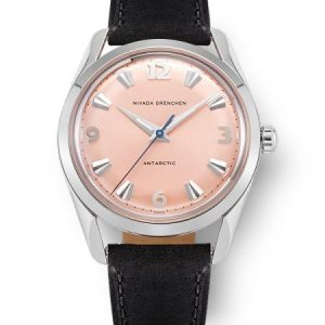 Nivada Grenchen Antarctic 35 mm Salmon - Black Leather