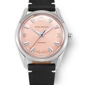 Nivada Grenchen Antarctic 35 mm Salmon - Black leather White Stitching