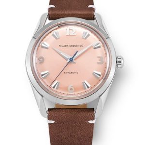 Nivada Grenchen Antarctic 35 mm Salmon - Brown Leather White Stitching