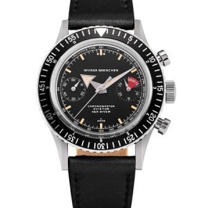 Nivada Grenchen Chronomaster Broad Arrow - Inter. Bezel - Manual - Black Leather