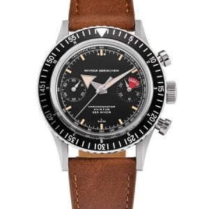 Nivada Grenchen Chronomaster Broad Arrow - Inter. Bezel - Manual - Brown Leather