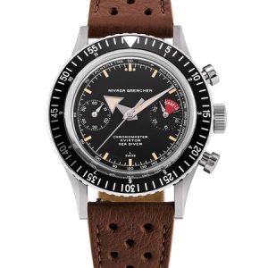 Nivada Grenchen Chronomaster Broad Arrow - Inter. Bezel - Manual - Brown Racing Strap