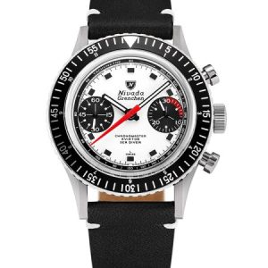 Nivada Grenchen Chronomaster Paul Newman - Inter. Bezel - Manual - Black Leather White Stitching