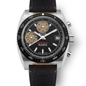 Nivada Grenchen Chronosport White Automatic - Black Leather