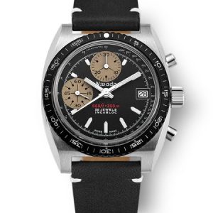 Nivada Grenchen Chronosport White Automatic - Black Leather White Stitching