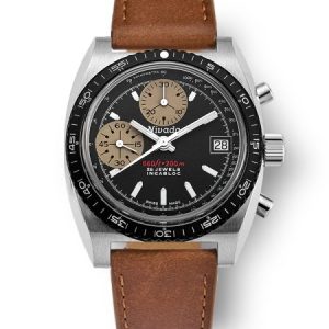 Nivada Grenchen Chronosport White Automatic - Brown Leather