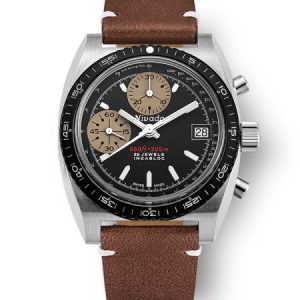 Nivada Grenchen Chronosport White Automatic - Brown Leather White Stitching