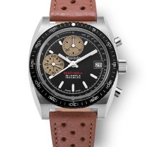 Nivada Grenchen Chronosport White Automatic - Brown Racing Strap