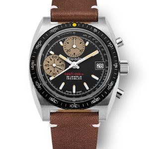 Nivada Grenchen Chronosport Yellow Automatic - Brown Leather White Stitching