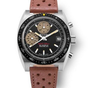 Nivada Grenchen Chronosport Yellow Automatic - Brown Racing Strap