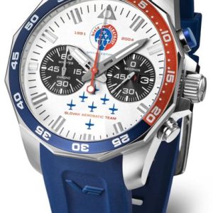 Vostok Europe Limitovaná edice Biele Albatrosy 6S21-225A474-C - Modrý silikonový řemínek