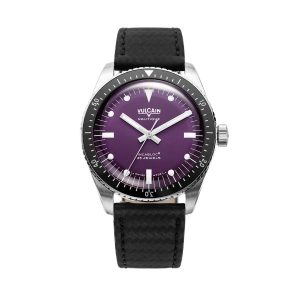 Vulcain Skindiver Nautique Purple - Black Carbon Leather Strap