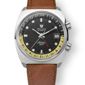 Nivada Grenchen Antarctic GMT - Black - Brown Leather