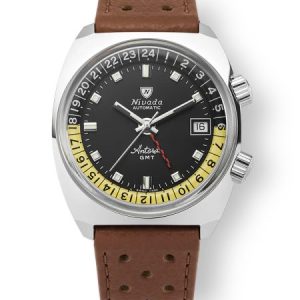 Nivada Grenchen Antarctic GMT - Black - Brown Racing Strap