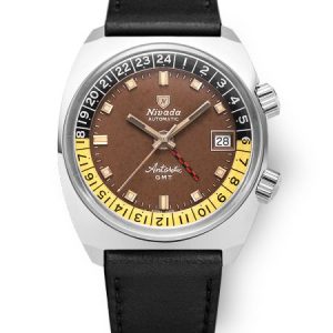 Nivada Grenchen Antarctic GMT - Tropical - Black Leather